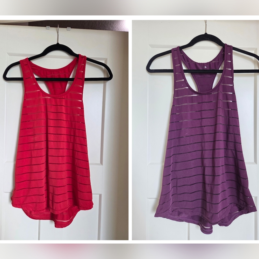 ZYIA Women's Striped Tank Tops Plum And Red. Selling Them Together